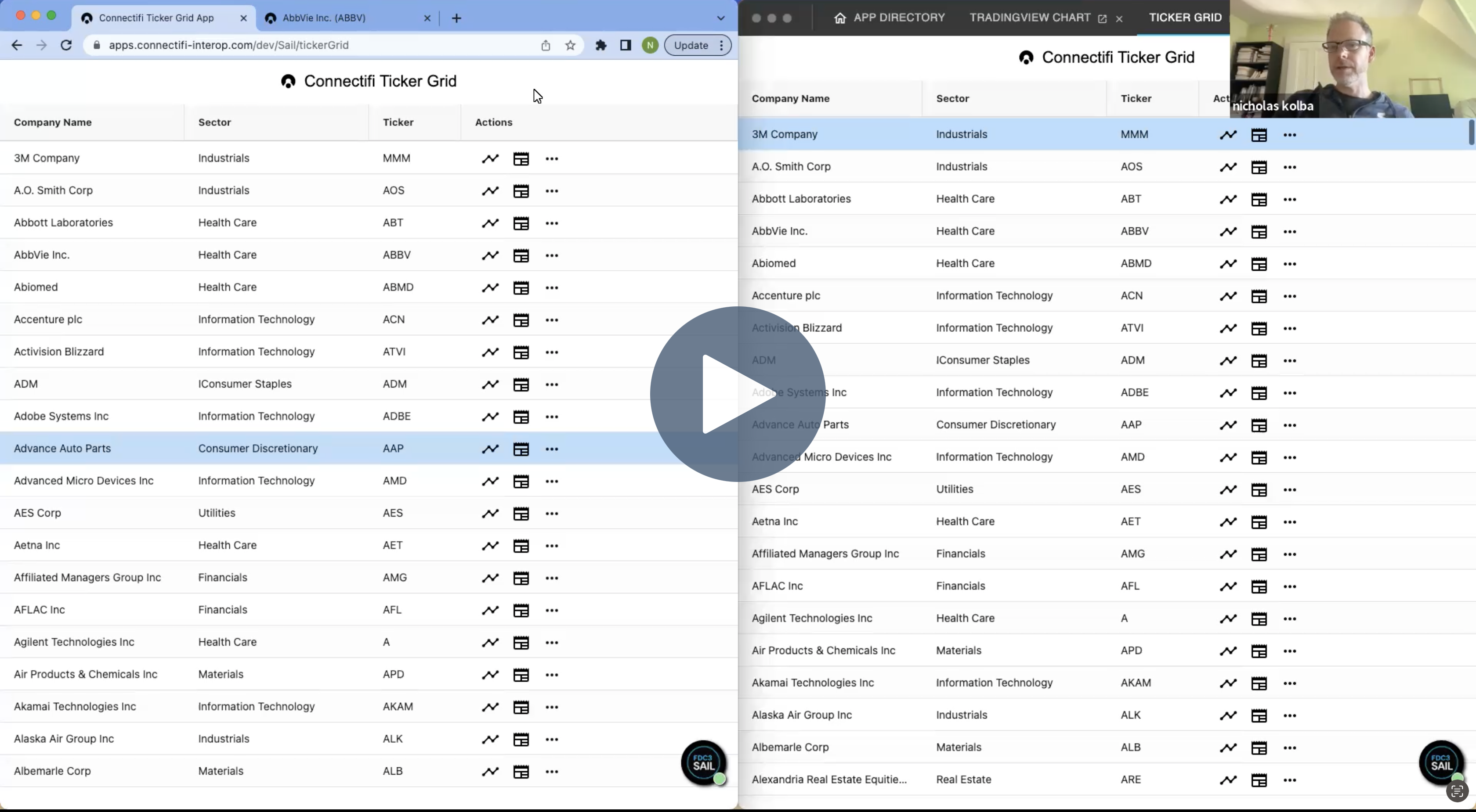Mobile demo – Connectifi simplifies access to / development with FDC3