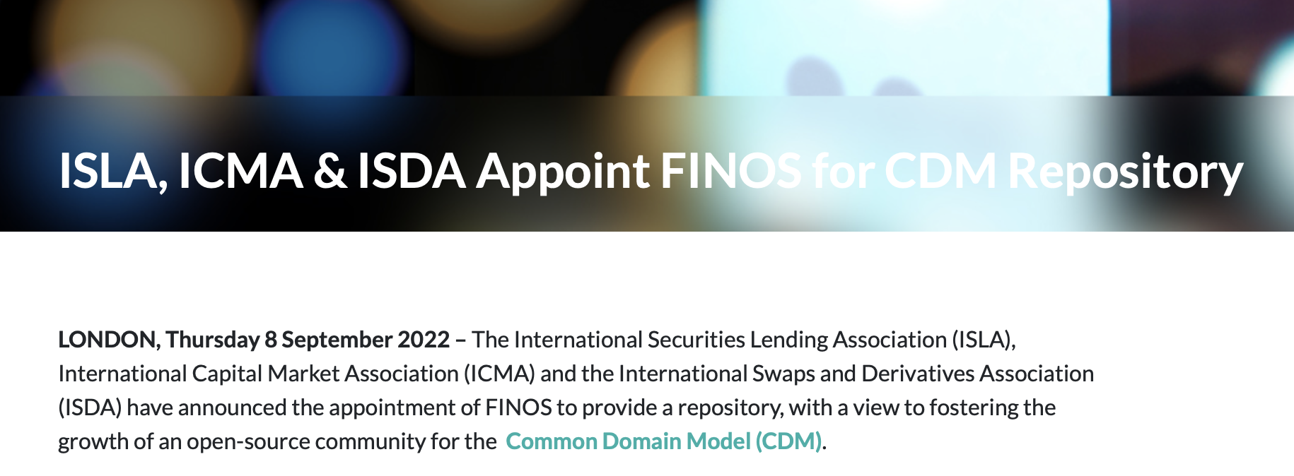 ISLA, ICMA & ISDA Appoint FINOS for CDM Repository